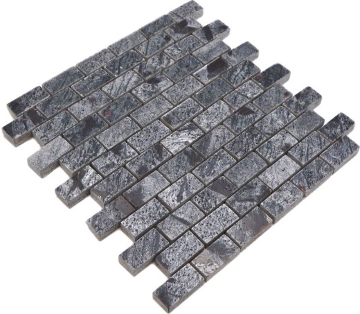 Mosaico azulejo cuarcita piedra natural ladrillo gris plata pulido MOS28-0202_C_f