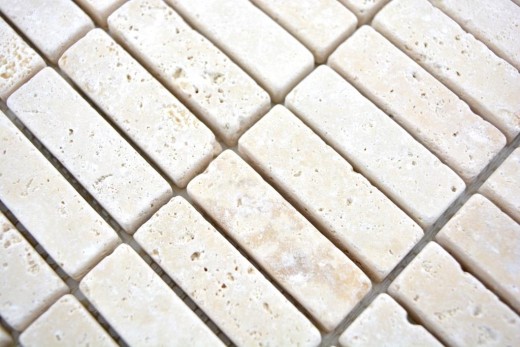 Mosaico de azulejos de travertino de piedra natural de color beige varillas Chiaro Antique Travertino MOS43-46158_f