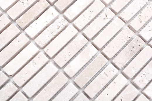 Mosaico de azulejos de travertino de piedra natural de color beige varillas Chiaro Antique Travertino MOS43-46158_f