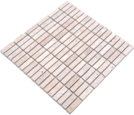 Mosaico de azulejos de travertino de piedra natural de color beige varillas Chiaro Antique Travertino MOS43-46158_f