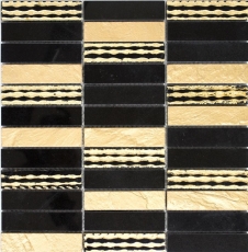 Mosaico de mármol de piedra natural rectángulo de piedra tallada de oro negro MOS40-STN79_f