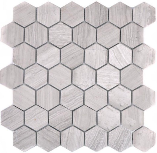 Mosaico de mármol de piedra natural hexágono de mármol gris rayas MOS44-1205_f