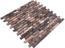 Mosaico de mármol piedra natural Ladrillo Impala marrón flameado MOS40-1304_f