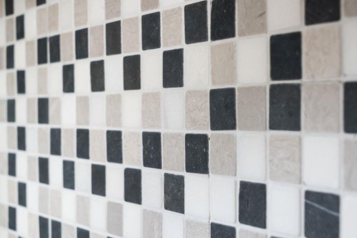 Mosaico de mármol piedra natural beige gris negro mármol Botticino Nero MOS40-MOS32/1125_f