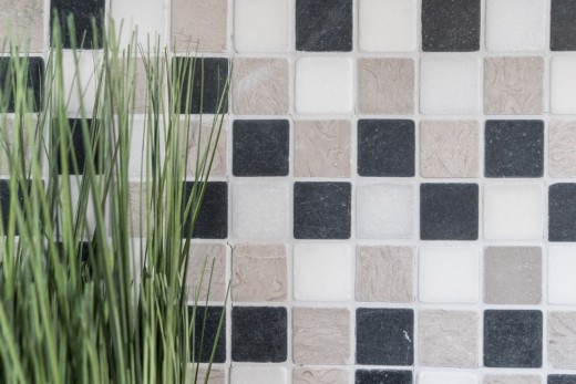 Mosaico de mármol piedra natural beige gris negro mármol Botticino Nero MOS40-MOS32/1125_f
