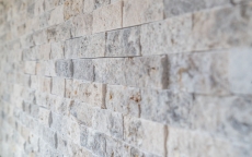 Mosaico de pared de piedra Travertino piedra natural blanco gris Ladrillo Splitface plata Travertino 3D MOS43-47248_f