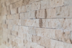 Mosaico de azulejos Travertino piedra natural beige Ladrillo Splitface Chiaro Travertino 3D MOS43-46248_f