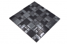Mosaico de azulejos translúcidos compuesto negro combinación de mosaico de vidrio Crystal Artificial negro MOS88-K989_f