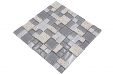 Mosaico de azulejos translúcidos compuesto blanco combinación de mosaico de vidrio Crystal Artificial blanco MOS88-K990_f