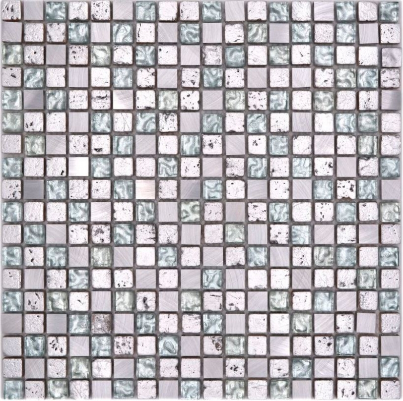Mosaico aluminio translúcido plata Mosaico de vidrio Cristal Alu Resina plata MOS92-0202_f