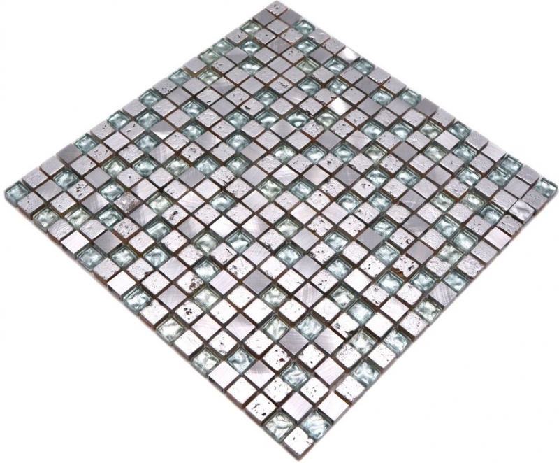 Mosaico aluminio translúcido plata Mosaico de vidrio Cristal Alu Resina plata MOS92-0202_f