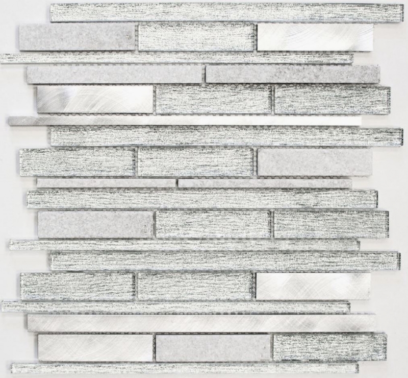 Mosaico azulejo cocina splashback aluminio translúcido blanco plata negro compuesto vidrio mosaico cristal piedra aluminio blanco plata MOS49-GV64_f