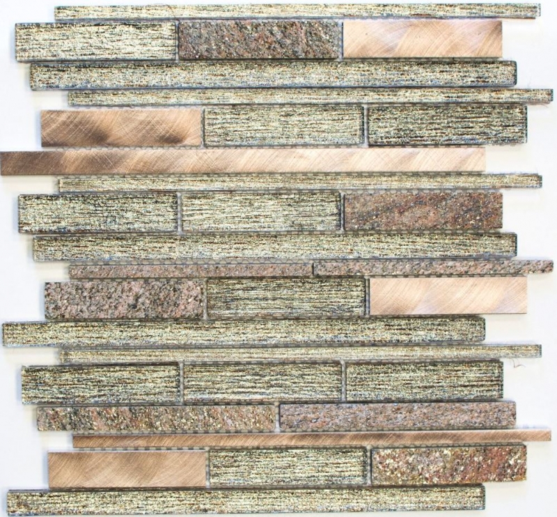 Mosaico azulejo cocina splashback translúcido aluminio beige cobre compuesto mosaico de vidrio Crystal piedra aluminio beige cobre MOS49-GV74_f