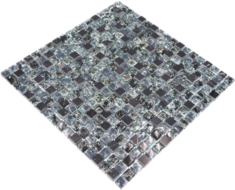 Mosaico de azulejos de cocina splashback translúcido negro mosaico de vidrio de piedra de cristal negro MOS92-1028_f