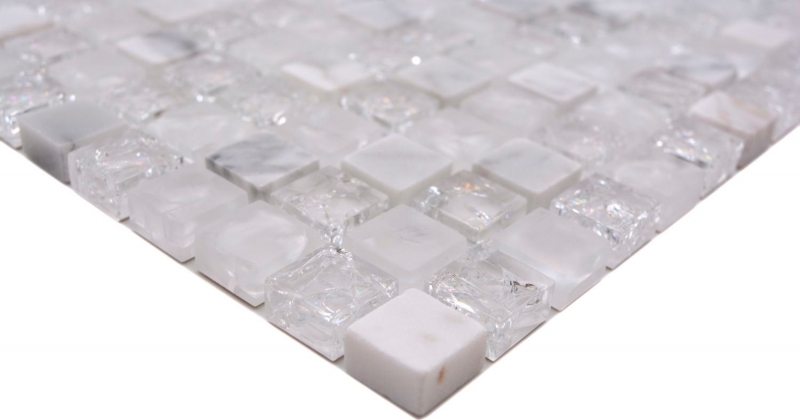 Mosaico de azulejos de cocina splashback translúcido blanco mosaico de vidrio piedra de cristal blanco MOS92-0102_f