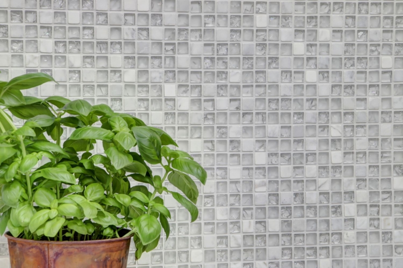 Mosaico de azulejos de cocina splashback translúcido blanco mosaico de vidrio piedra de cristal blanco MOS92-0102_f