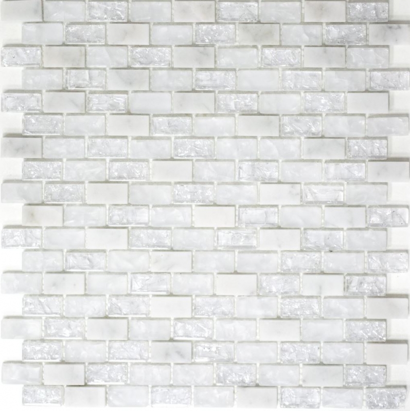 Mosaico de azulejos de cocina splashback translúcido blanco ladrillo de vidrio mosaico de piedra de cristal blanco MOS87-0111_f