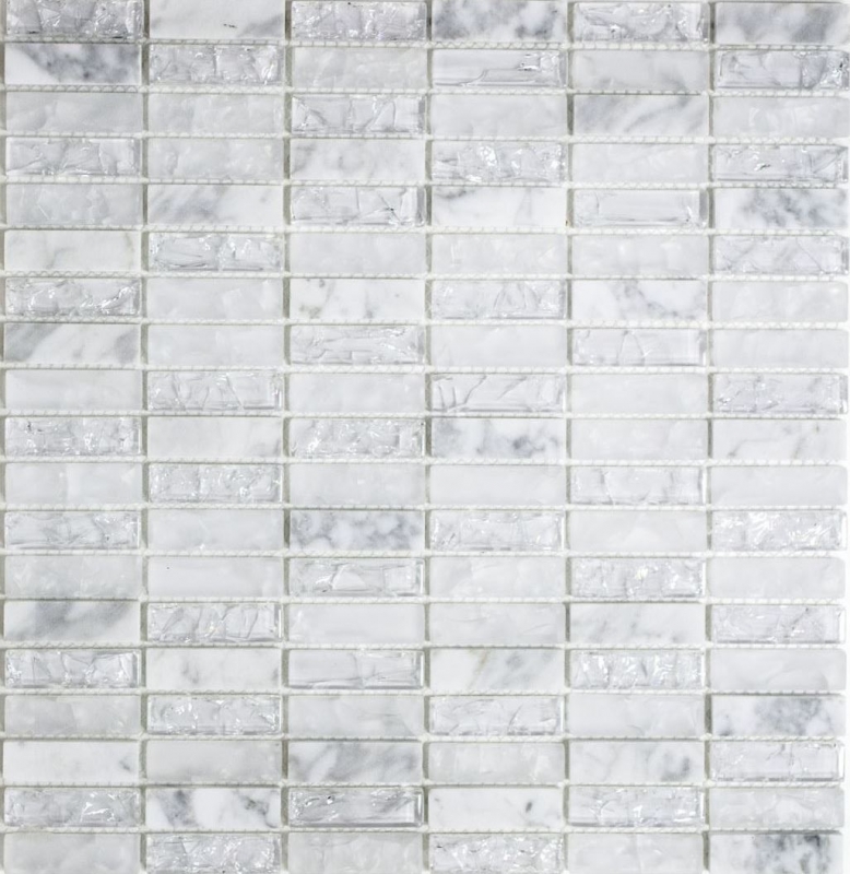 Mosaico de azulejos de cocina splashback blanco translúcido varillas de vidrio de mosaico de piedra de cristal blanco MOS87-s1211_f