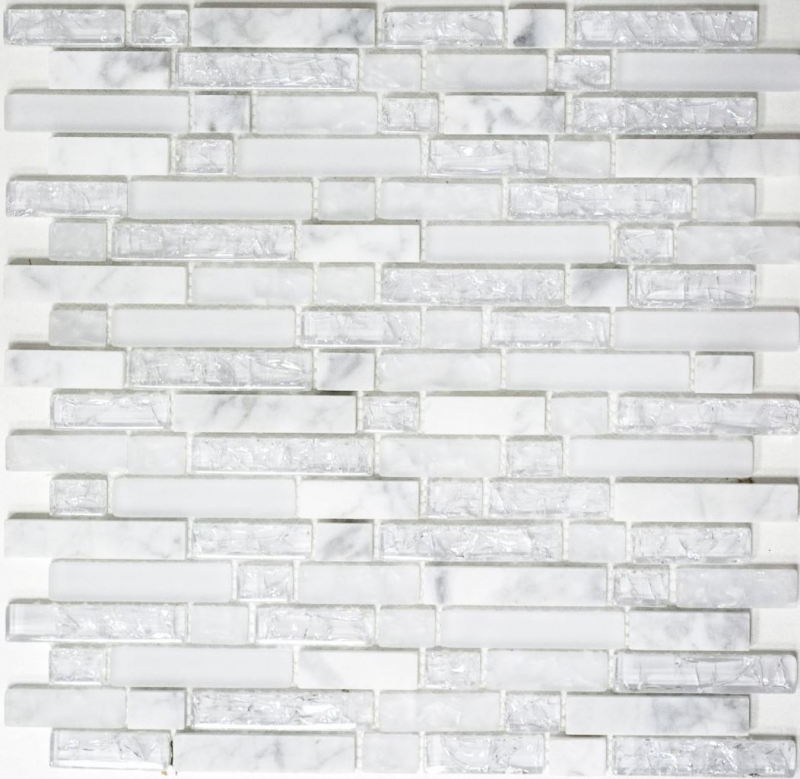 Mosaico de azulejos de cocina splashback translúcido blanco compuesto de mosaico de vidrio Crystal piedra blanca MOS87-V1311_f