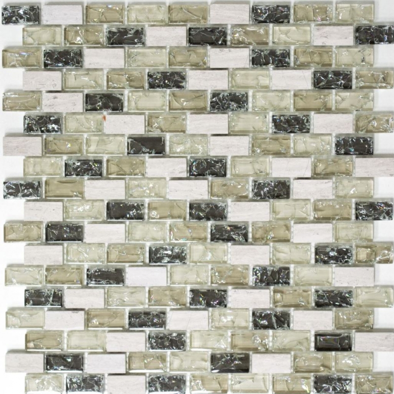 Mosaico de azulejos de cocina splashback translúcido gris-verde ladrillo de cristal de mosaico de piedra gris-verde MOS87-B1152_f