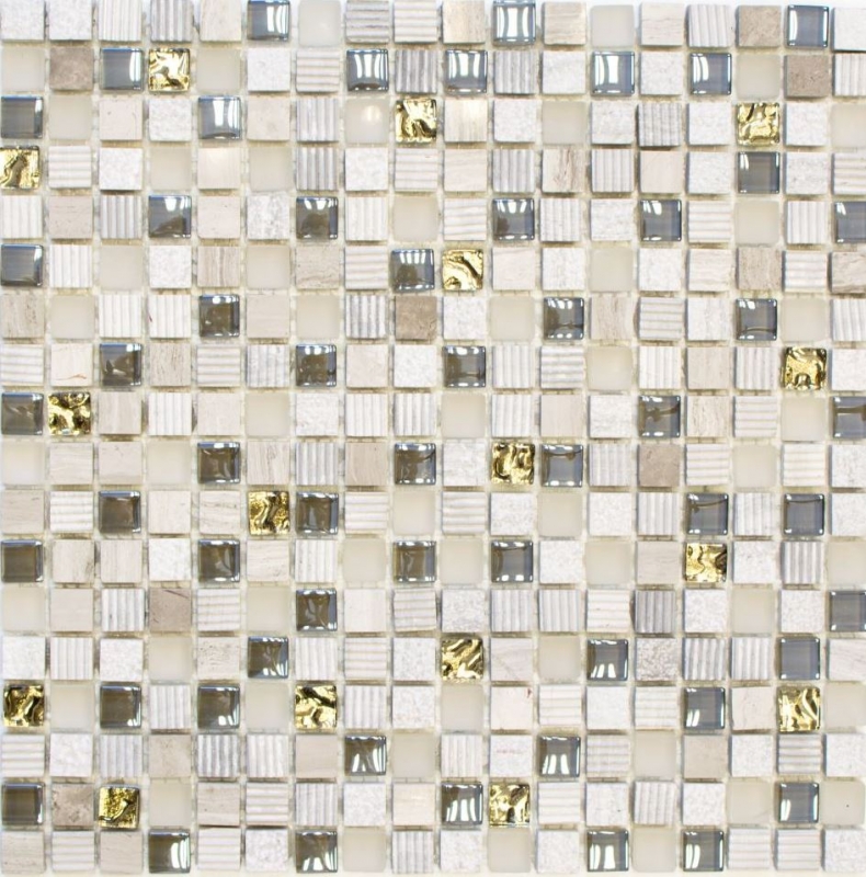 Mosaico de azulejos de cocina splashback translúcido gris claro oro mosaico de vidrio Crystal piedra EP gris claro oro MOS92-HQ12_f
