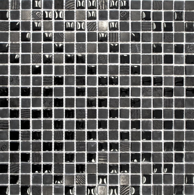 Mosaico de azulejos de cocina splashback translúcido gris oscuro negro mosaico de vidrio Crystal piedra relieve gris oscuro negro MOS83-HQ19_f