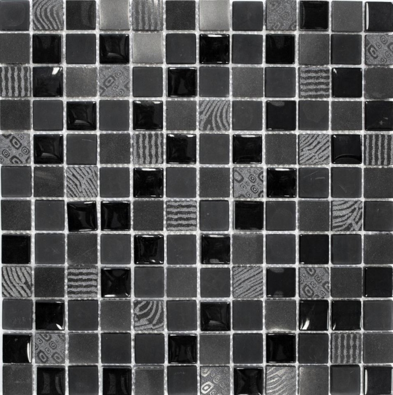 Mosaico de azulejos de cocina splashback translúcido gris oscuro negro mosaico de vidrio Crystal piedra relieve gris oscuro negro MOS83-HQ29_f