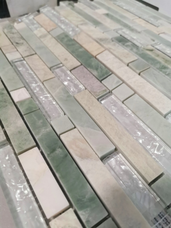 Mosaico de azulejos de cocina splashback oro translúcido verde claro compuesto de vidrio de mosaico de piedra de cristal de ónix de oro MOS87-MV738_f