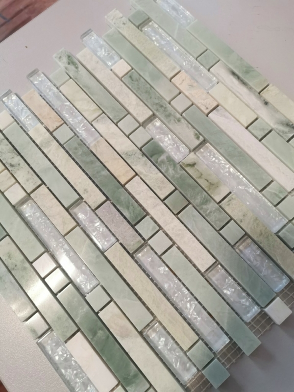 Mosaico de azulejos de cocina splashback oro translúcido verde claro compuesto de vidrio de mosaico de piedra de cristal de ónix de oro MOS87-MV738_f