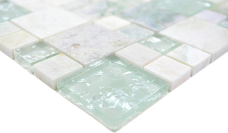 Mosaico de azulejos de oro translúcido de color verde claro combinación de mosaico de vidrio de cristal de piedra de ónix de oro MOS88-MC639_f