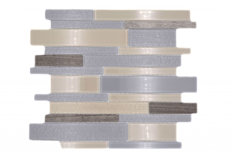 Mosaico de azulejos de cocina splashback beige gris compuesto de mosaico de vidrio de piedra gris MOS67-GV24_f