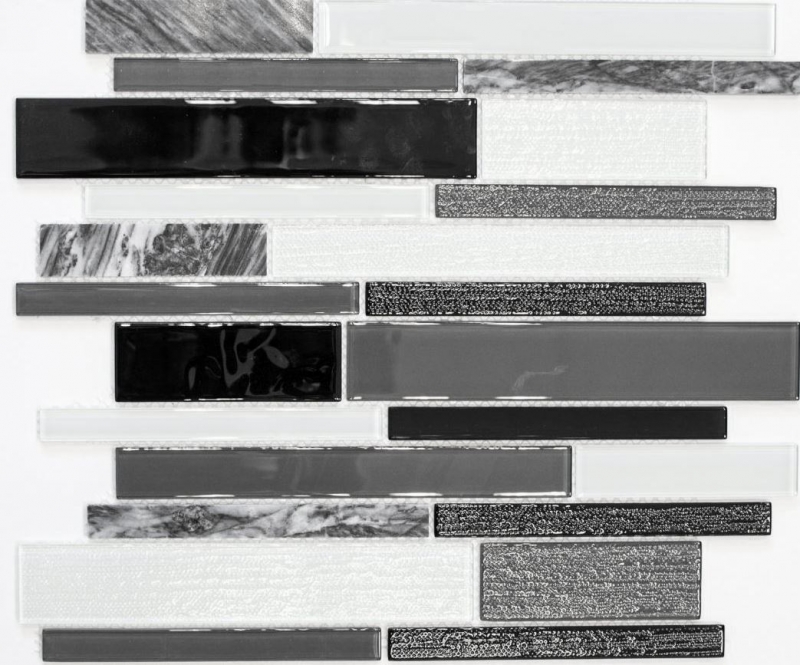 Mosaico de azulejos de cocina splashback gris negro compuesto de mosaico de vidrio de piedra transparente gris MOS67-GV34_f
