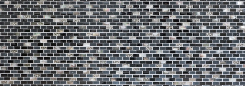 Mosaico de azulejos de cocina splashback translúcido negro ladrillo de vidrio de mosaico de cristal de piedra concha negro MOS87-B03S_f
