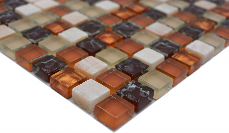Mosaico de azulejos Translúcido beige marrón Mosaico de vidrio Piedra de cristal beige marrón MOS92-1206_f