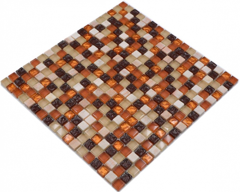 Mosaico de azulejos Translúcido beige marrón Mosaico de vidrio Piedra de cristal beige marrón MOS92-1206_f
