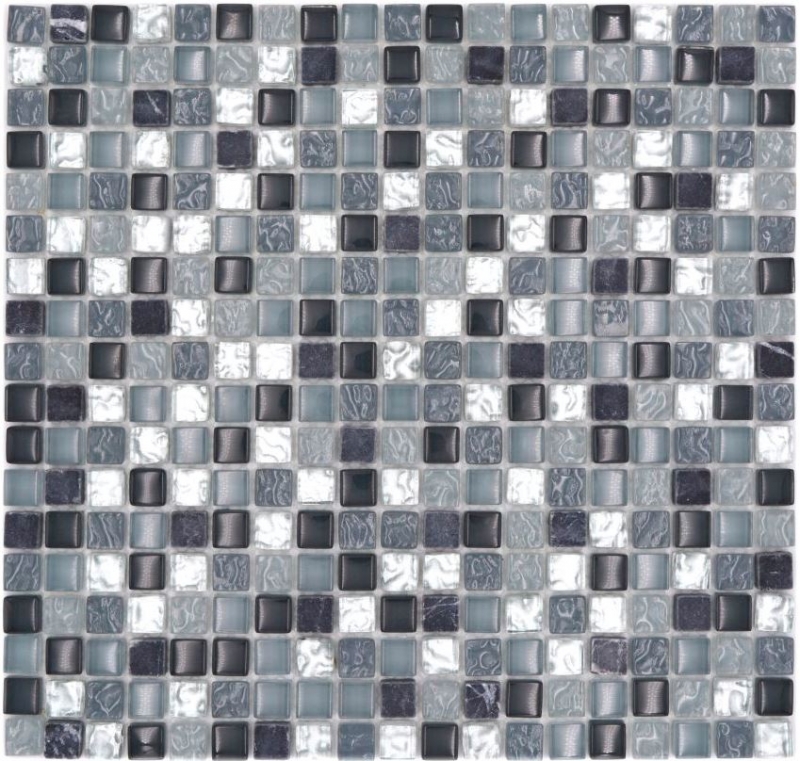 Azulejo de mosaico Translúcido claro gris plata Mosaico de vidrio Piedra de cristal claro gris plata MOS92-0208_f