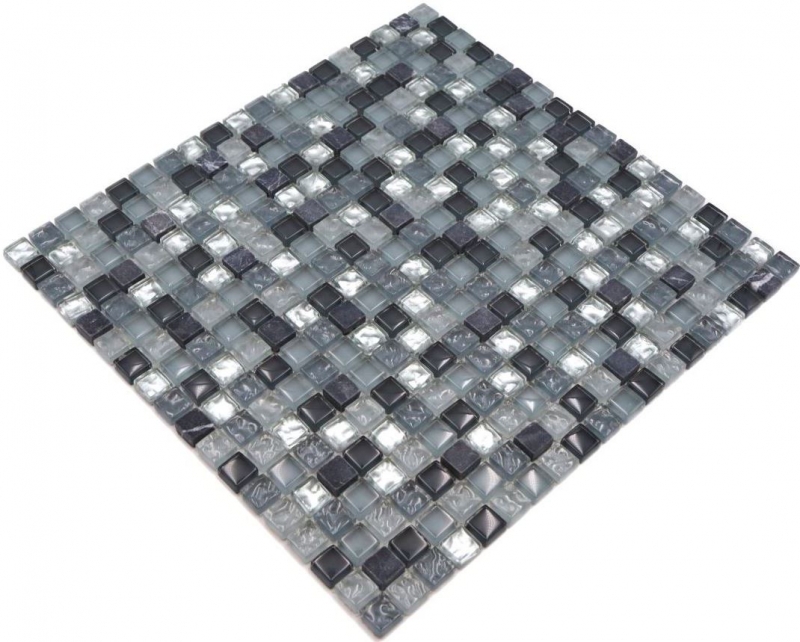 Azulejo de mosaico Translúcido claro gris plata Mosaico de vidrio Piedra de cristal claro gris plata MOS92-0208_f