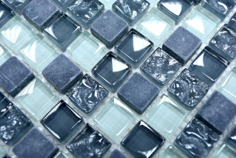 Mosaico de azulejos de cocina splashback gris translúcido mosaico de vidrio Crystal piedra gris MOS92-0204_f