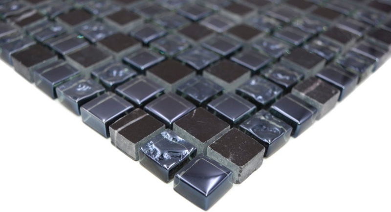 Mosaico de azulejos de cocina splashback translúcido gris negro mosaico de vidrio Crystal piedra gris negro MOS92-0302_f