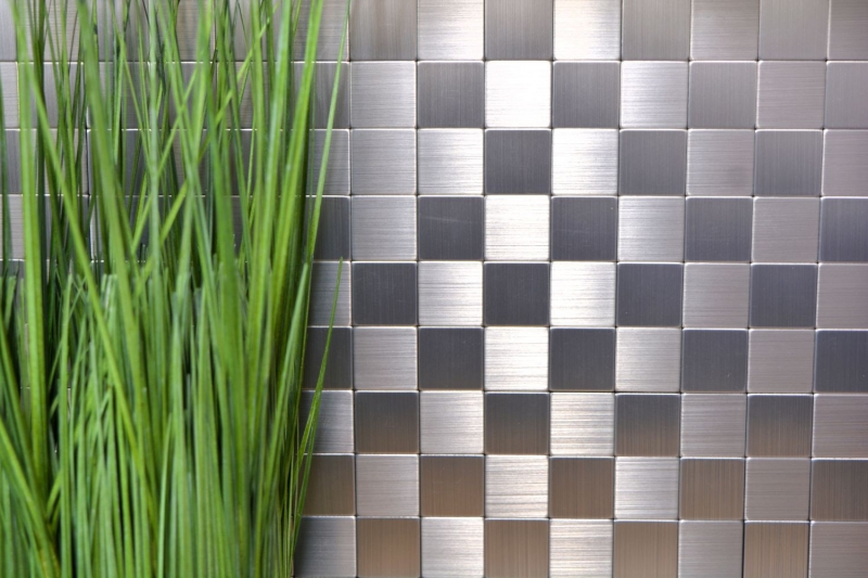 Mosaico azulejos cocina splashback autoadhesivo aluminio plata metal MOS200-22M25_f