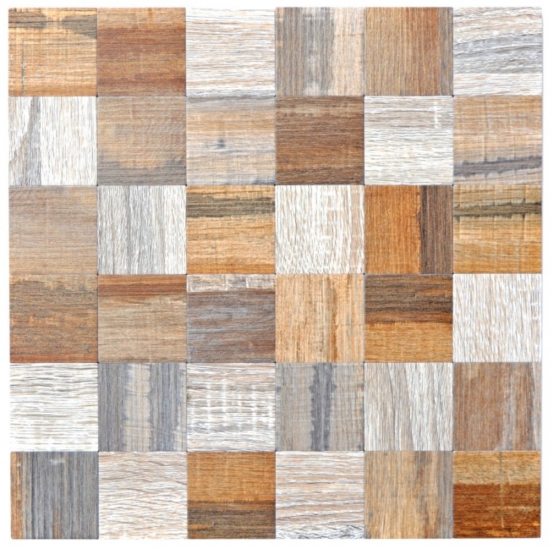 Mosaico azulejos cocina splashback autoadhesivo aluminio gris beige metal efecto madera MOS200-2422_f