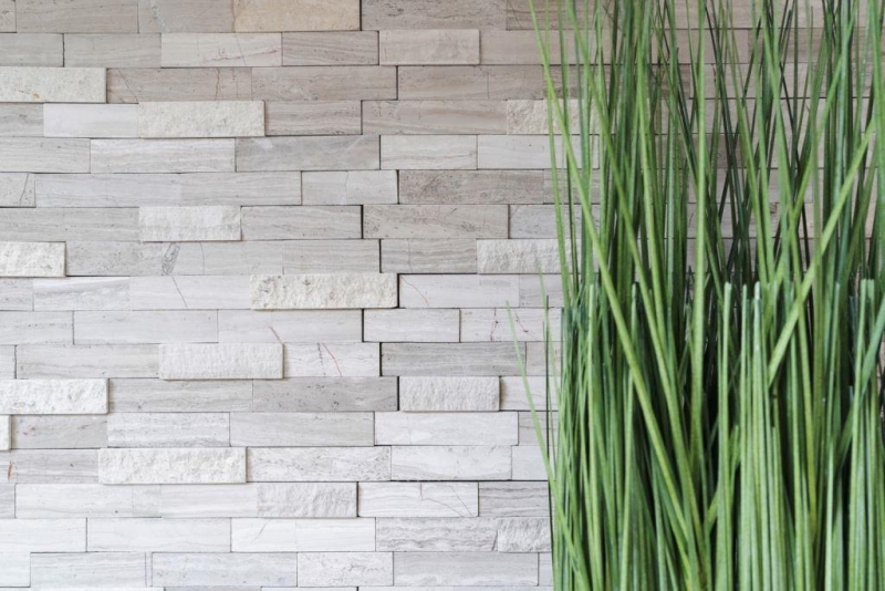 Mosaico azulejos cocina splashback autoadhesivo mármol piedra natural gris blanco crema piedra natural blanco madera MOS200-0120_f