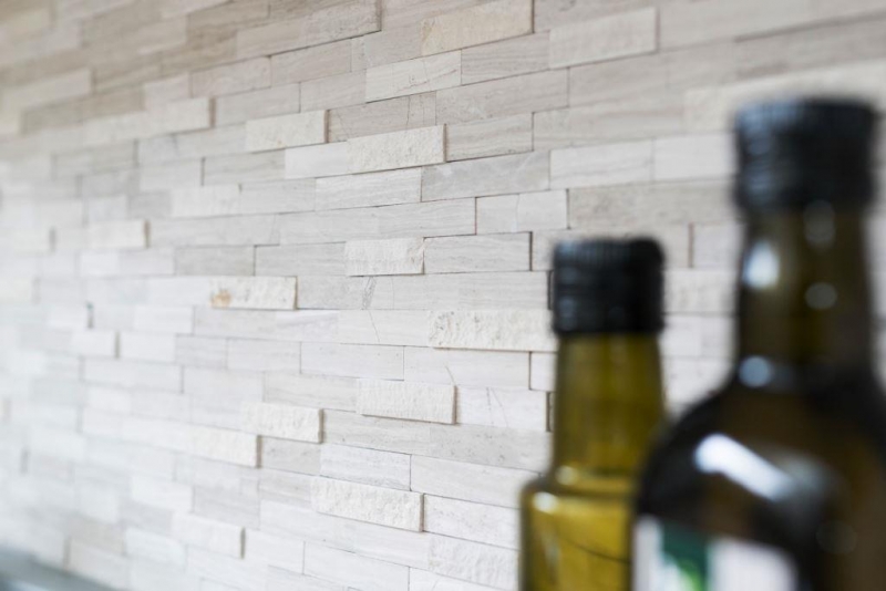 Mosaico azulejos cocina splashback autoadhesivo mármol piedra natural gris blanco crema piedra natural blanco madera MOS200-0120_f
