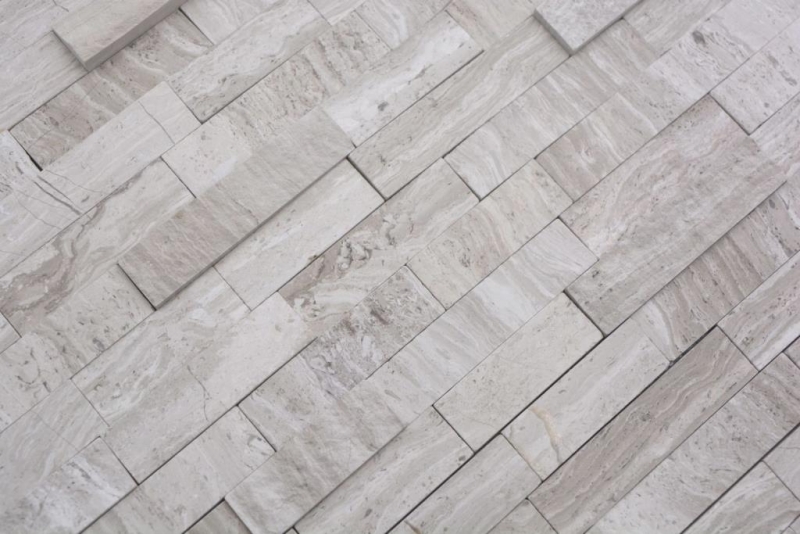 Mosaico azulejos cocina splashback autoadhesivo mármol piedra natural gris blanco crema piedra natural blanco madera MOS200-0120_f