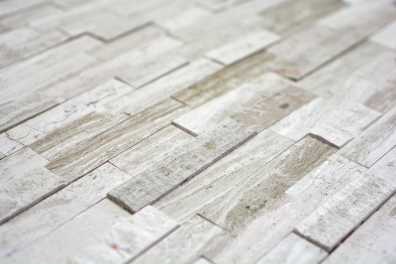 Mosaico azulejos cocina splashback autoadhesivo mármol piedra natural gris blanco crema piedra natural blanco madera MOS200-0120_f