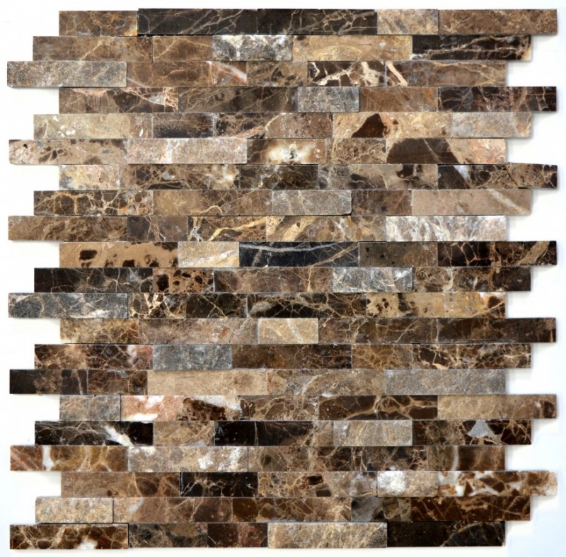Mosaico azulejos cocina splashback autoadhesivo mármol piedra natural marrón oscuro piedra natural emperador oscuro MOS200-0113_f
