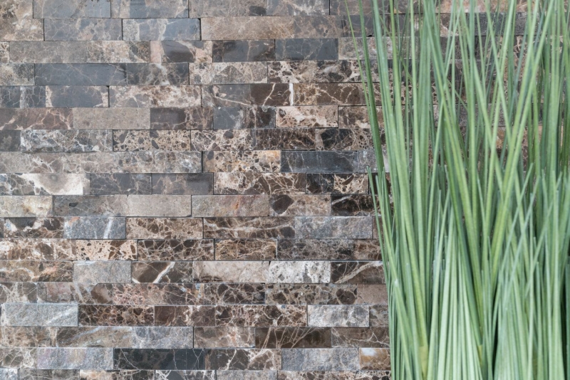 Mosaico azulejos cocina splashback autoadhesivo mármol piedra natural marrón oscuro piedra natural emperador oscuro MOS200-0113_f