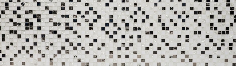 Mosaico de azulejos de cocina splashback autoadhesiva de acero inoxidable de vidrio blanco de mosaico de acero de vidrio blanco MOS200-4CM24_f