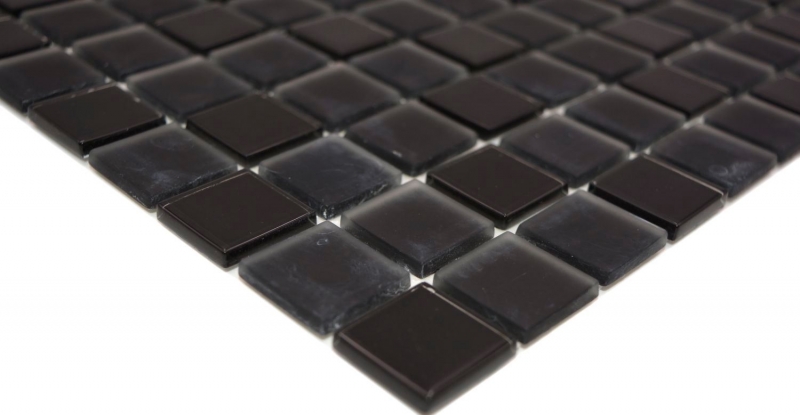 Mosaico de azulejos de cocina splashback autoadhesiva mosaico de vidrio negro mate negro MOS200-4CM22_f