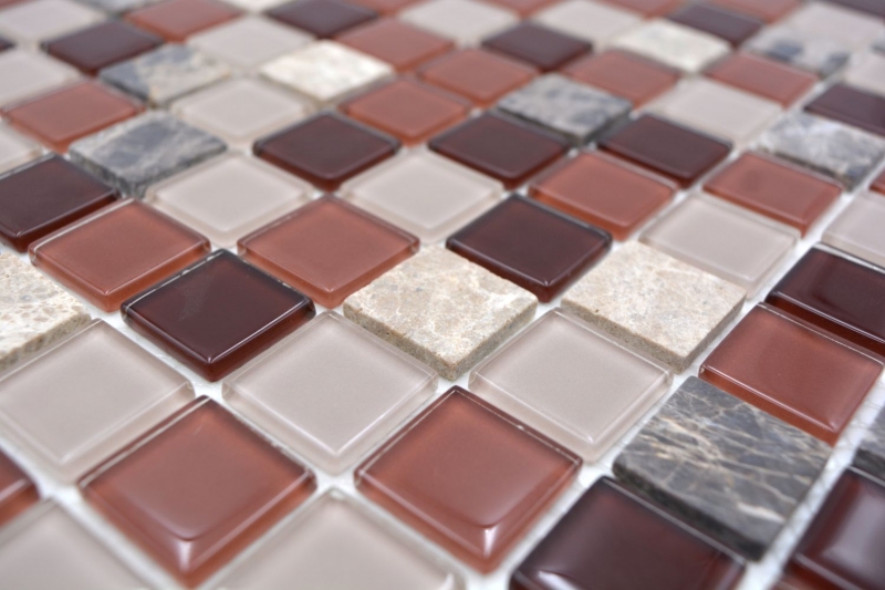 Mosaico de azulejos de cocina splashback autoadhesiva piedra beige marrón mosaico de vidrio de piedra beige marrón emperador MOS200-4M352_f